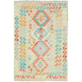 Tappeto Kilim Afghanistan Geometrico Verde Pastello Multicol
