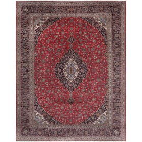 Tappeto Kashan Persia Medaglione Rosso Blu 392x500 Cm