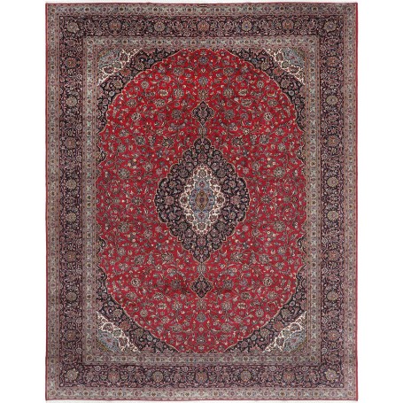 Tappeto Kashan Persia Medaglione Rosso Blu 392x500 Cm