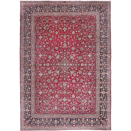 Tappeto Kerman Persia Medaglione Rosso Blu 360x517 Cm
