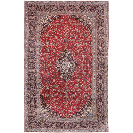 Tappeto Kashan Persia Medaglione Rosso Blu Scuro 310x503 Cm