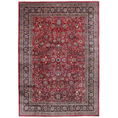 Tappeto Mashad Persia Floreale Rosso Blu 340x495 Cm