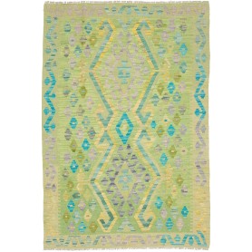 Tappeto Kilim Afghanistan Geometrico Verde Blu 102x150 Cm