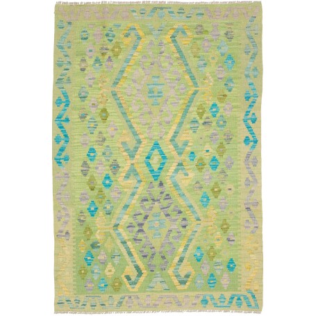 Tappeto Kilim Afghanistan Geometrico Verde Blu 102x150 Cm