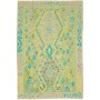 Tappeto Kilim Afghanistan Geometrico Verde Blu 102x150 Cm