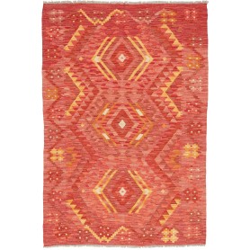 Tappeto Kilim Afghanistan Geometrico Terracotta Giallo 103x1