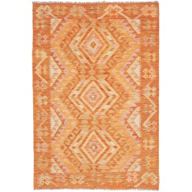 Tappeto Kilim Afghanistan Geometrico Arancio Pesca Beige 104