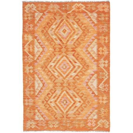 Tappeto Kilim Afghanistan Geometrico Arancio Pesca Beige 104