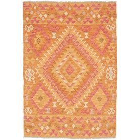 Tappeto Kilim Afghanistan Geometrico Arancio Rosa 100x146 Cm
