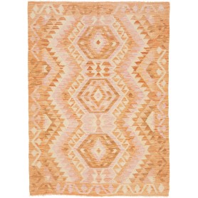 Tappeto Kilim Afghanistan Geometrico Arancio Rosa 105x144 Cm