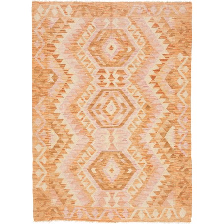Tappeto Kilim Afghanistan Geometrico Arancio Rosa 105x144 Cm