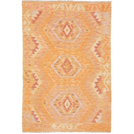 Tappeto Kilim Afghanistan Astratto Arancio Pesca 102x151 Cm