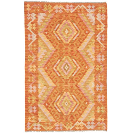 Tappeto Kilim Afghanistan Geometrico Arancio Rosa 98x157 Cm