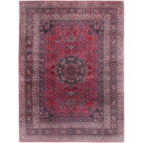 Tappeto Mashad Persia Medaglione Rosso Blu 360x488 Cm