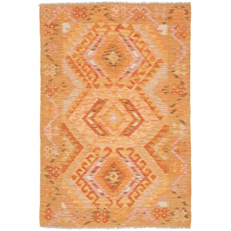 Tappeto Kilim Afghanistan Geometrico Arancio Rosa 101x150 Cm