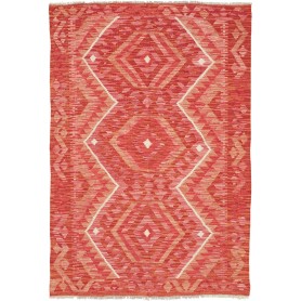 Tappeto Kilim Afghanistan Astratto Rosso Corallo 102x147 Cm
