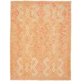 Tappeto Kilim Afghanistan Geometrico Arancio Pesca Rosa 155x
