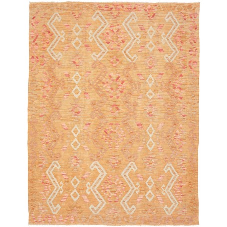 Tappeto Kilim Afghanistan Geometrico Arancio Pesca Rosa 155x