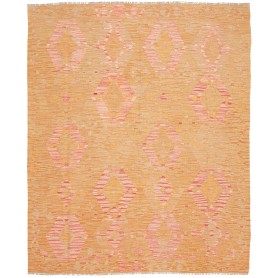 Tappeto Kilim Afghanistan Geometrico Giallo Ocra Rosa Corall