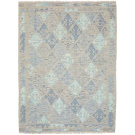 Tappeto Kilim Afghanistan Astratto Beige Blu 150x196 Cm