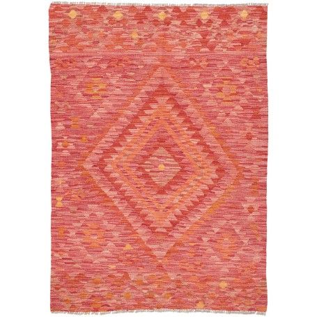 Tappeto Kilim Afghanistan Geometrico Rosso Arancione 106x150
