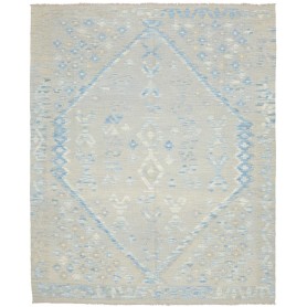 Tappeto Kilim Afghanistan Geometrico Azzurro Grigio Chiaro 1