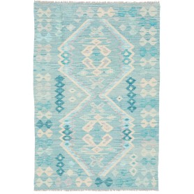 Tappeto Kilim Afghanistan Geometrico Azzurro Crema 100x153 C