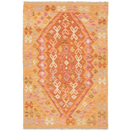 Tappeto Kilim Afghanistan Geometrico Giallo Arancio 98x146 C