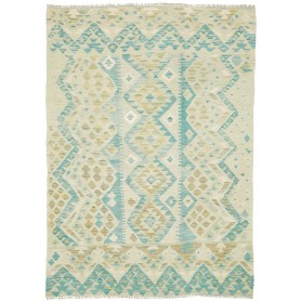 Tappeto Kilim Afghanistan Geometrico Crema Turchese 122x170