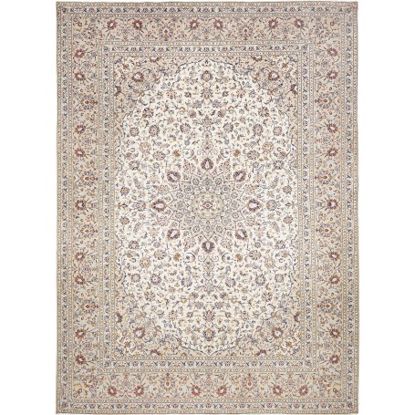 Tappeto Kashan Persia Medaglione Crema Blu 290x403 Cm