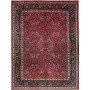 Tappeto Mashad Persia Floreale Rosso Blu Scuro 304x395 Cm
