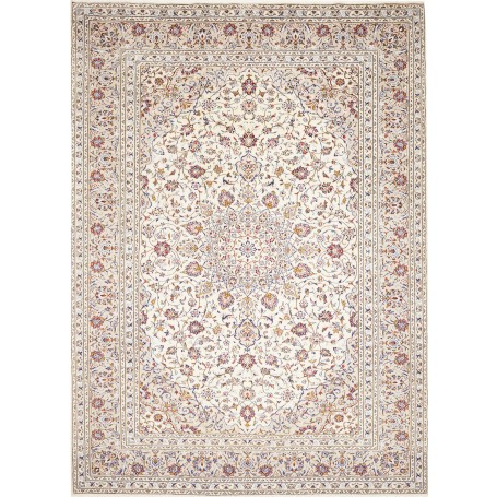 Tappeto Kashan Persia Medaglione Crema Rosso 253x340 Cm