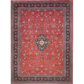 Tappeto Sarough Persia Medaglione Rosso Blu 290x400 Cm