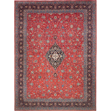 Tappeto Sarough Persia Medaglione Rosso Blu 290x400 Cm