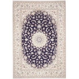 Tappeto Nain 9la Persia Medaglione Blu Scuro Crema 255x365 C