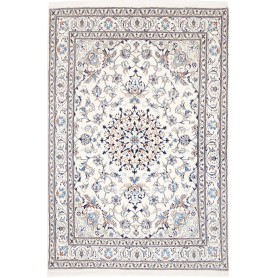 Tappeto Nain Kashmar Persia Medaglione Avorio Blu 165x243 Cm