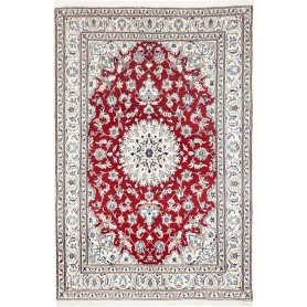 Tappeto Nain Kashmar Persia Medaglione Rosso Avorio Blu 167x