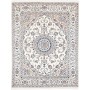 Tappeto Nain Kashmar Persia Medaglione Crema Blu 195x249 Cm
