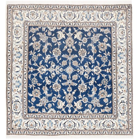 Tappeto Nain Kashmar Persia Floreale Blu Crema 195x203 Cm