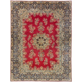 Tappeto Kerman Persia Medaglione Rosso Blu 235x316 Cm