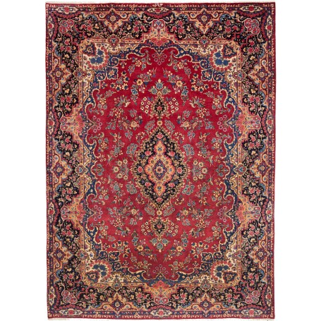 Tappeto Kerman Persia Medaglione Rosso Blu 246x340 Cm