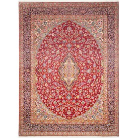 Tappeto Kerman Persia Medaglione Rosso Blu 288x386 Cm