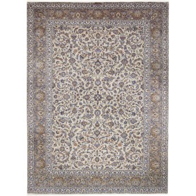 Tappeto Kashan Persia Floreale Avorio Blu 294x398 Cm