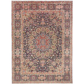 Tappeto Kerman Persia Medaglione Blu Rosso 278x378 Cm