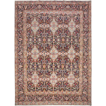 Tappeto Kerman Persia Floreale Blu Notte Celeste 293x400 Cm