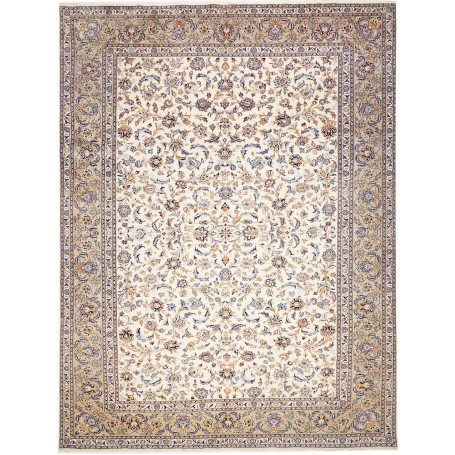 Tappeto Kashan Kork Persia Floreale Crema Blu 293x383 Cm