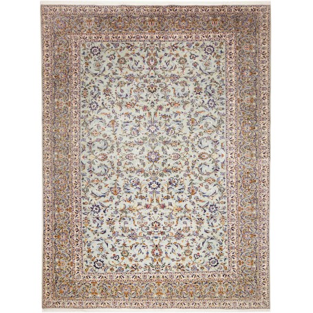Tappeto Kashan Persia Floreale Azzurro Chiaro Crema 272x388