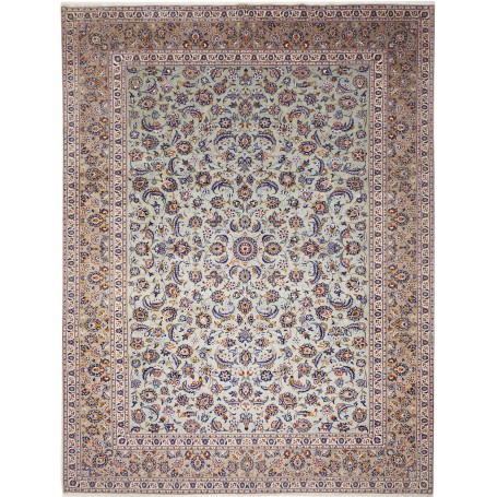 Tappeto Kashan Persia Floreale Verde Salvia Beige 305x412 Cm
