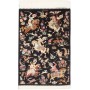 Tappeto Ghom Seta Persia Floreale Nero Multicolore 60x88 Cm