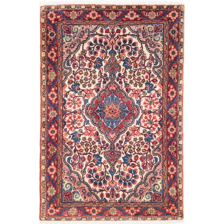 Tappeto Medaglione Crema Rosso 72x110 Cm